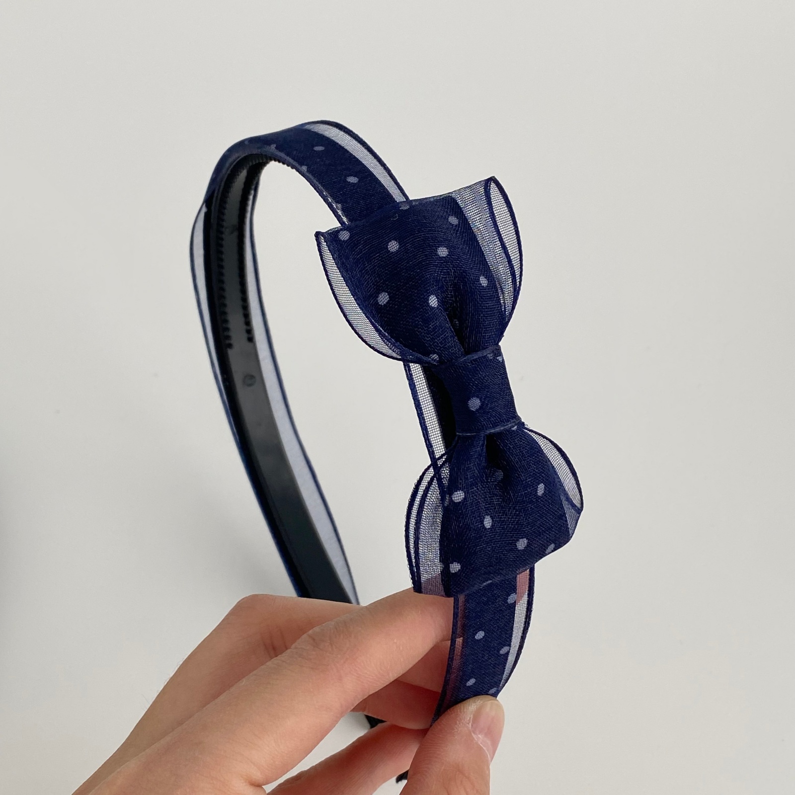 1PC Bandeaux vintage à pois en organza avec nœud, serre-têtes élégants en maille transparente, accessoires capillaires doux et polyvalents pour femmes au quotidien