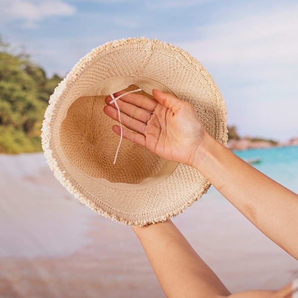 Chapeau de pêcheur pliable tendance, léger, à large bord, en paille Panama, protection UV, chapeau de soleil de plage
