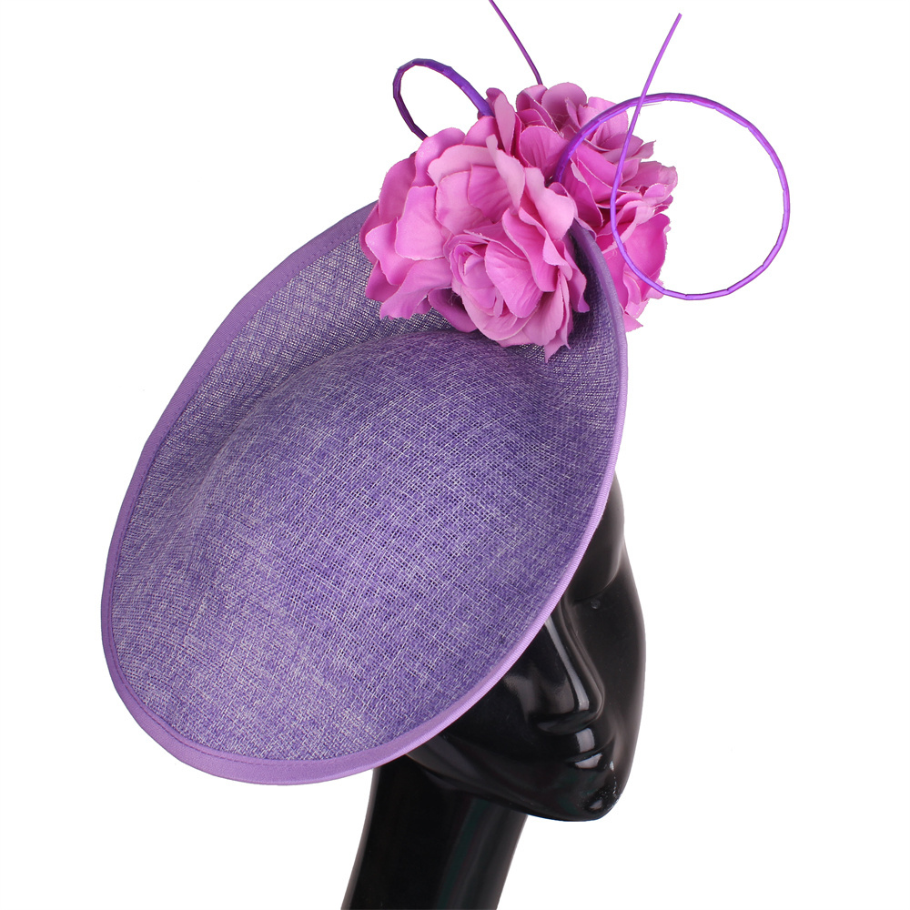 Magnifique robe formelle de mariage Fedora Cap femmes grand Derby casque fleur mode Fasinator chapeau à la main Occasion chapellerie casquette