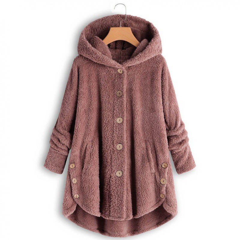 Automne hiver manteau femmes chaud ours en peluche manteau laine veste femme en peluche manteau à capuche nouvelles femmes manteaux couleur unie veste