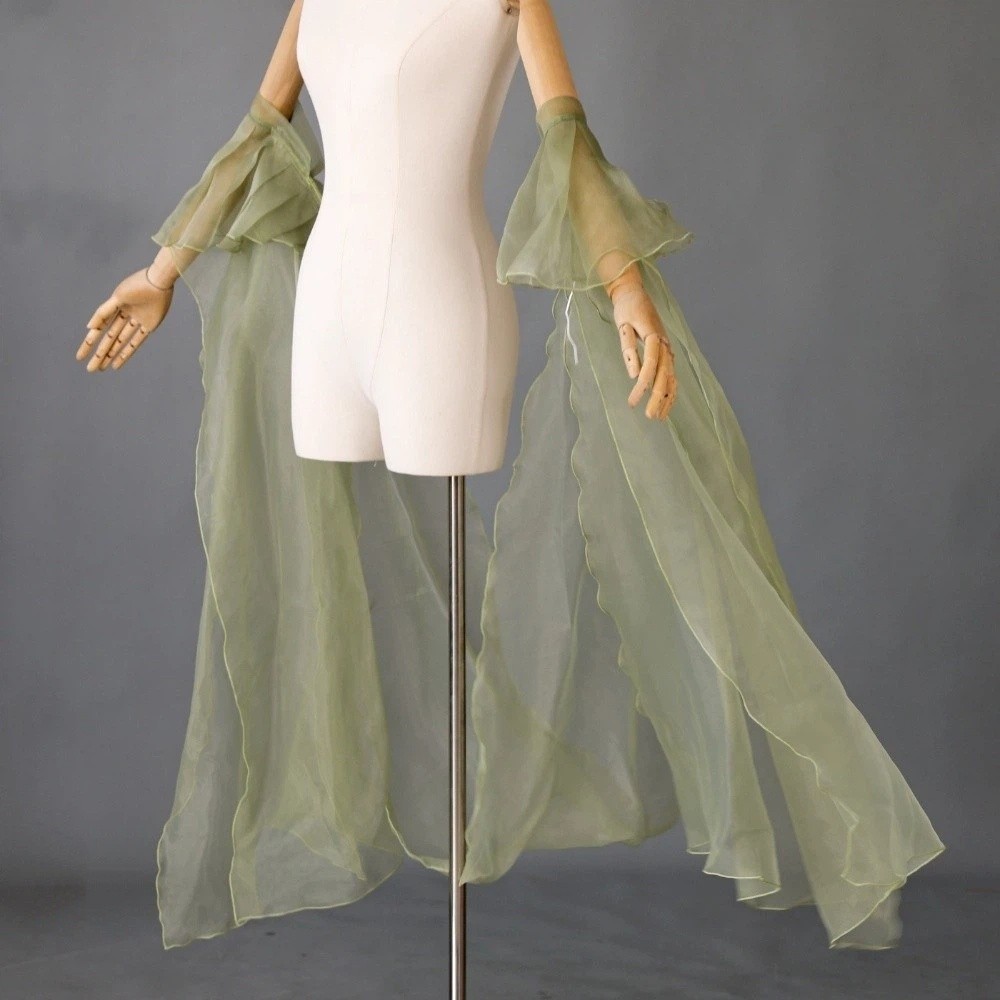 Manches de danse Hanfu chinoises classiques en organza fluide avec lacets, châle de fée en dentelle, accessoire de danse ethnique