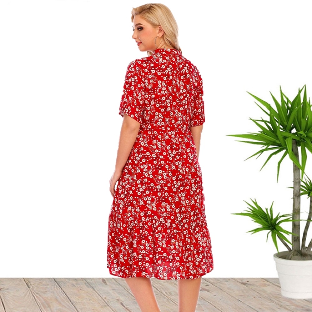 Robe à Manches Courtes et Col en V pour Femme, Tenue Décontractée en Viscose, Grande Taille, Nouvelle Collection, Offre Spéciale