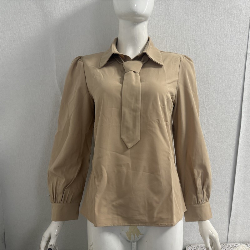 Chemise femme noeud papillon formel à manches longues bureau dame chemise femmes à la mode couleur unie automne chemise Blouses hauts blancs