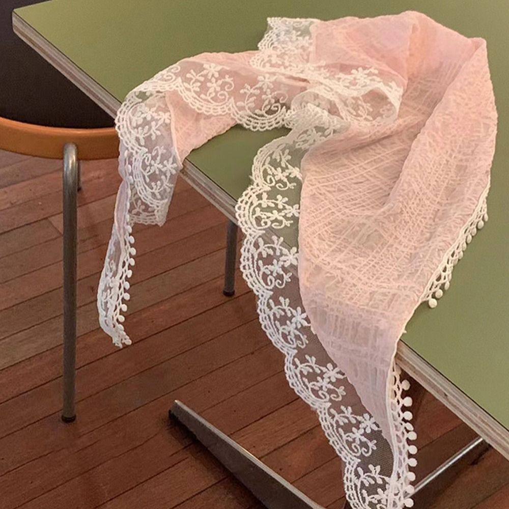 Écharpe de plage française en dentelle douce, foulard, bandeau, écharpe en soie, écharpe triangulaire, accessoires