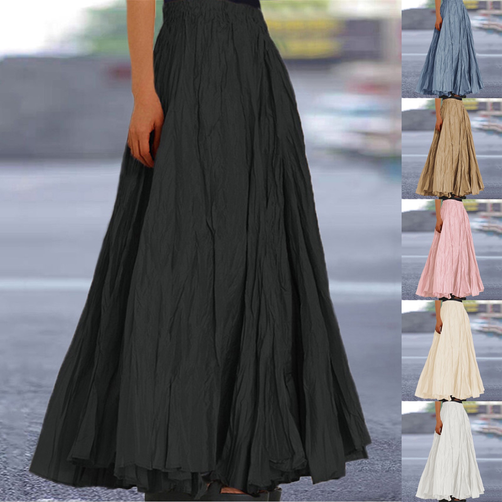 Jupe plissée taille haute pour femme, longue, vintage, décontractée, maxi, ligne A