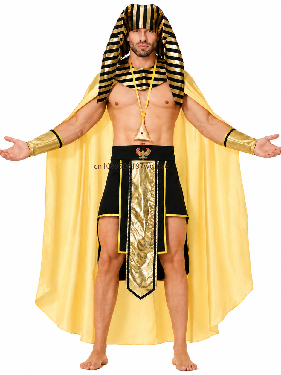 Costume de pharaon égyptien pour homme, tenue de fête costumée, ensemble de cosplay de roi de l'Egypte ancienne, costumes de scène pour adultes