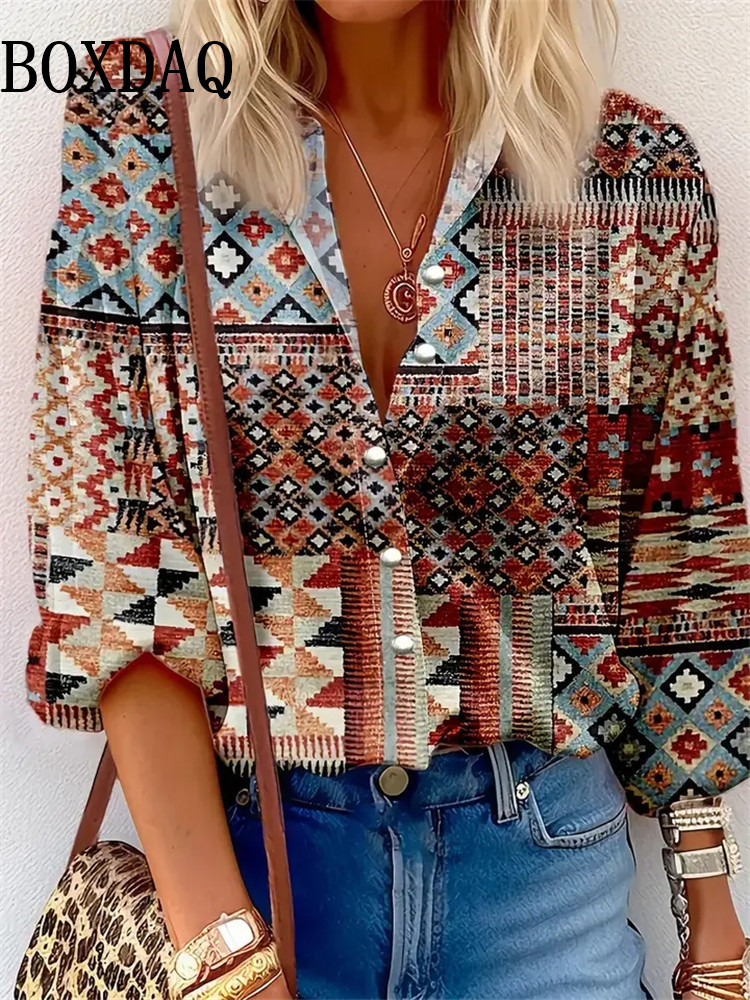 Chemises pour femmes élégantes mode dégradé rayé imprimé Blouses doux confortable à manches longues chemises à revers nouvelles femmes 2025 printemps