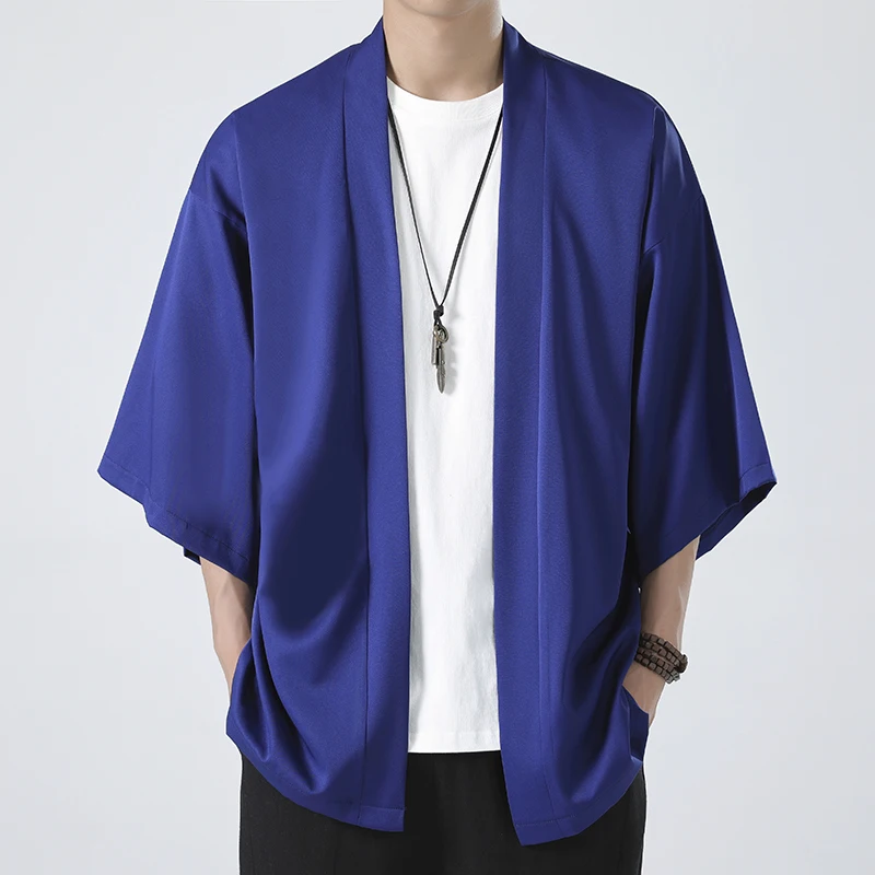 Costume japonais chemise hommes été Kimono Style Harajuku hauts manteau japon Haori à manches courtes traditionnel chemise ample décontractée Yukata
