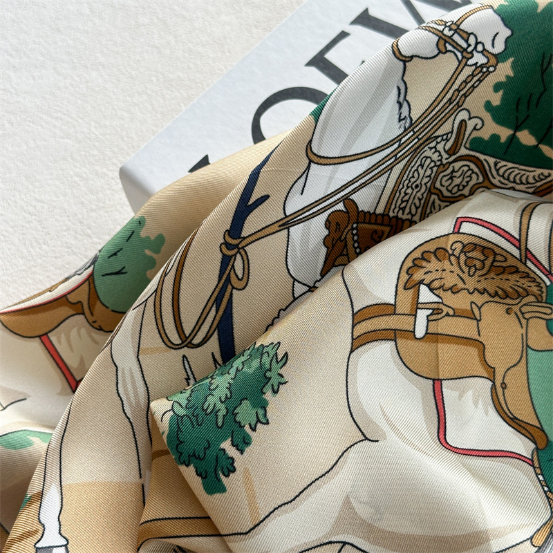 Écharpe 100% Soie 90CM, Foulards de Luxe de Créateur, Bandanas à Bords Roulés, Châles de Printemps, Accessoires Cheveux et Cou 35"