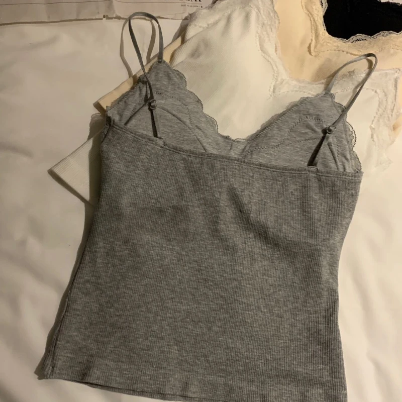 2025 CoquetteY2k vêtements coréen dentelle débardeur femmes recadrée mignon Camis Sexy blanc débardeurs femme sans manches noir gilet été