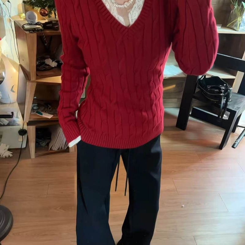 Pulls en tricot torsadé pour femmes 2026, mode coréenne, col en V, pull, sueter mujer, décontracté, tout assorti, hauts de pull, pull femme