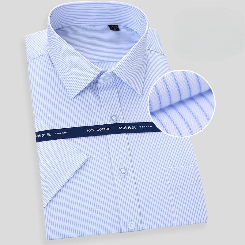 Chemise d'affaires en pur coton pour hommes, chemise à manches courtes, chemise décontractée, coupe couvertes, blanc, social, classique, mode masculine, nouveau, 8XL