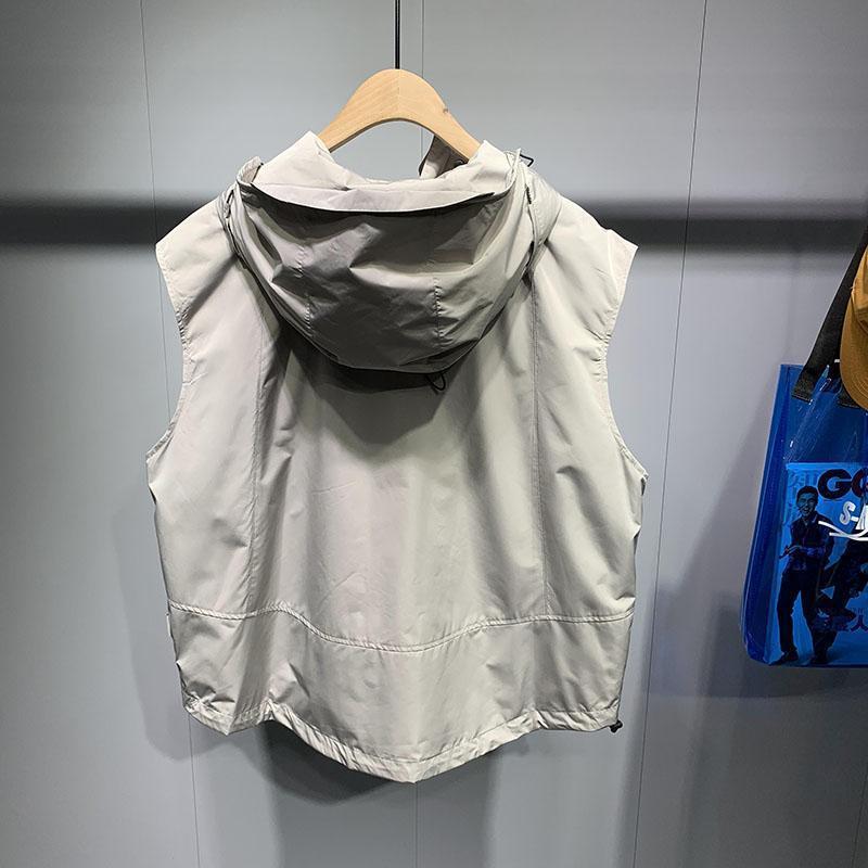 Gilet coréen élégant à capuche pour hommes et femmes, vêtements de travail surdimensionnés au japon, tendance, sans manches, haut Chic, nouvelle collection printemps 2025