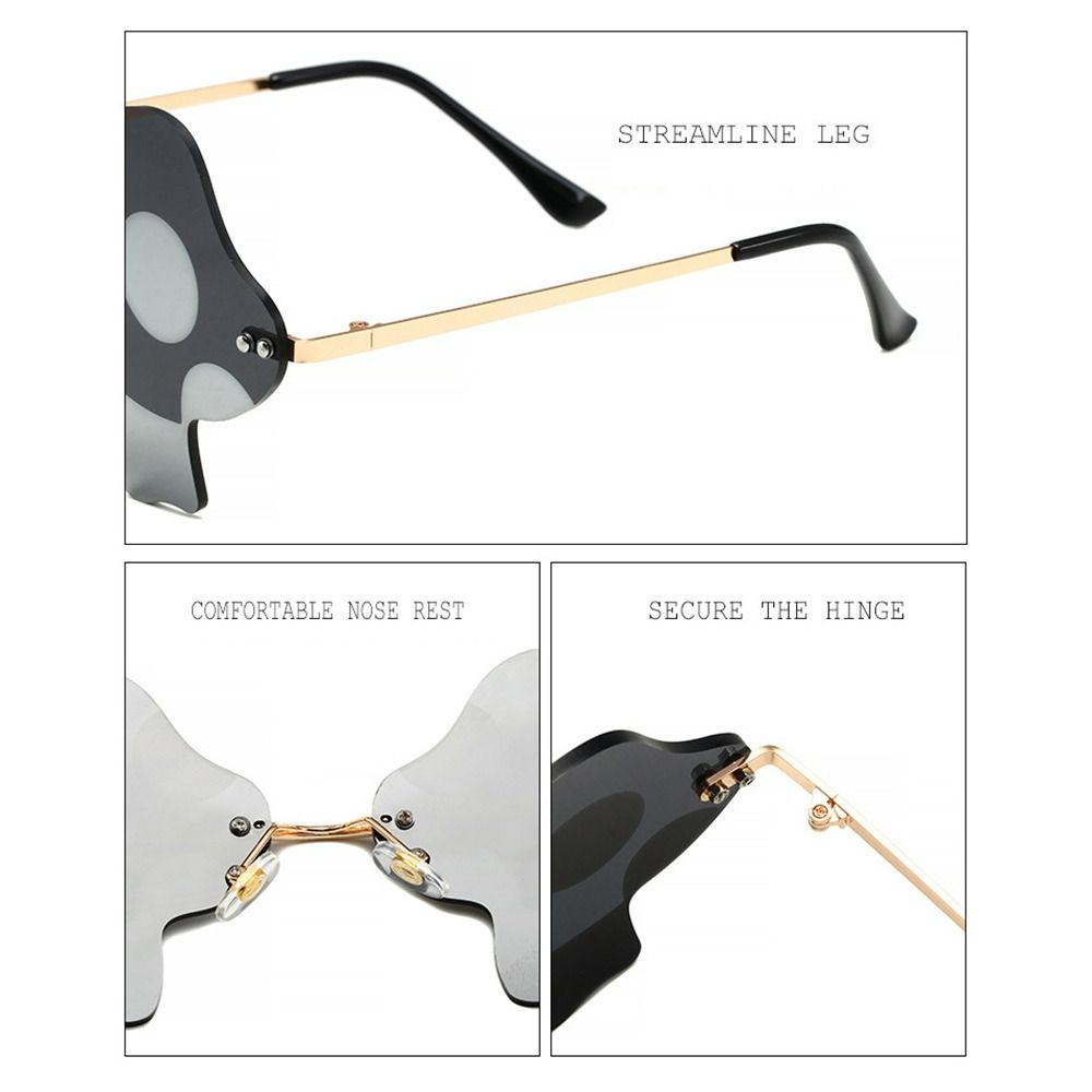 Lunettes de soleil carillon pour femmes, forme de pièce plus lente, lunettes irrégulières, lunettes sans monture, décorations d'Halloween, faveur de fête