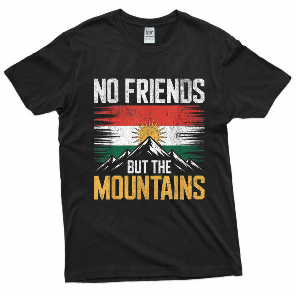T-shirt ample d'été pour homme, motif Drapeau du Kurdistan, fierté kurde, idéal pour les randonneurs et le style urbain - Sans amis que les montagnes