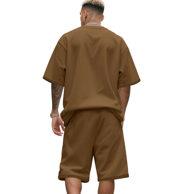 Ensemble de vêtements deux pièces pour hommes, t-shirt ample à col rond et short, vêtements de sport décontractés, parfait pour l'été