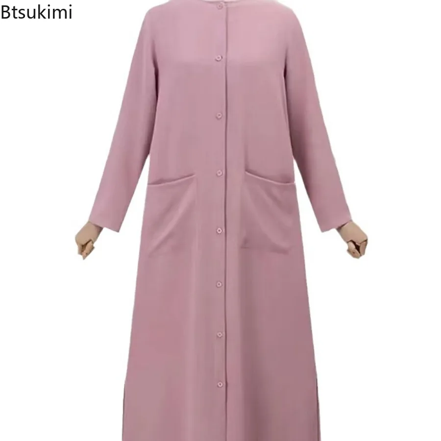 Abaya-Robe à manches longues pour femmes musulmanes, chemise décontractée, Hijab arabe, Ramadan, Turquie, vêtements islamiques, monochromatique, mode printemps