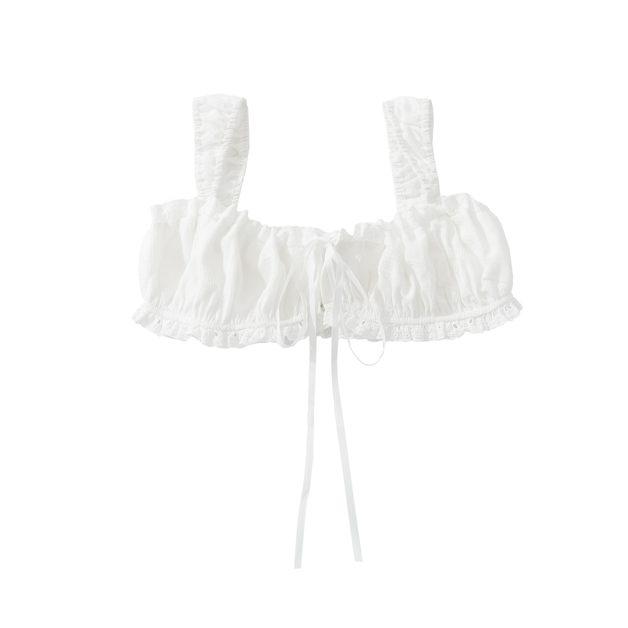 Plage dentelle blanche pansement laçage nœud froncé poitrine Camisole Sexy femmes sangle élastique Corset débardeurs fille Sexy mince haut court