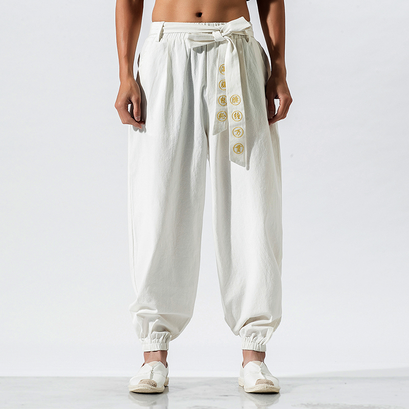 Pantalon Kimono japonais décontracté pour hommes, ample, Harajuku, vêtements traditionnels asiatiques, Style Yukata, sarouel brodé, 2025
