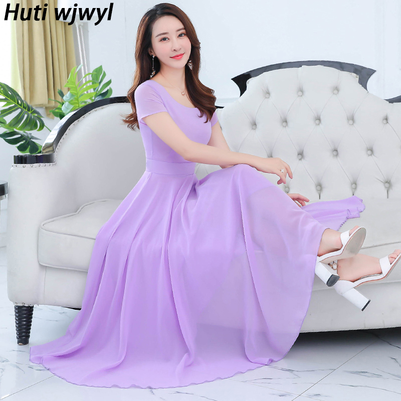 Robe de plage maxi en mousseline de soie pour femmes, vintage, décontractée, coréenne, tambour, sexy, noire, robe de soirée, éducative, élégante, couleur unie, bohème, été, 2024