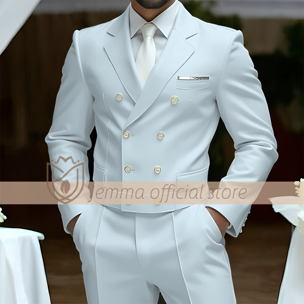 Ensemble de costume 2 pièces pour hommes, style gilet croisé, costume et pantalon, choix de mariages et de célébrations