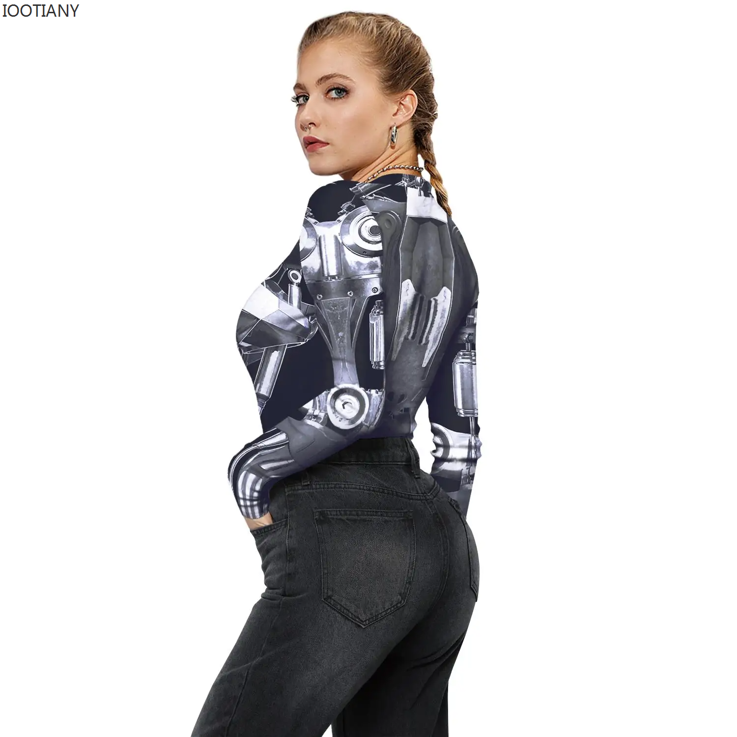 IOOTIANY Costume de carnaval Style Punk combinaisons Burning Man tenue de Festival femmes Robot body femme une pièce Costume