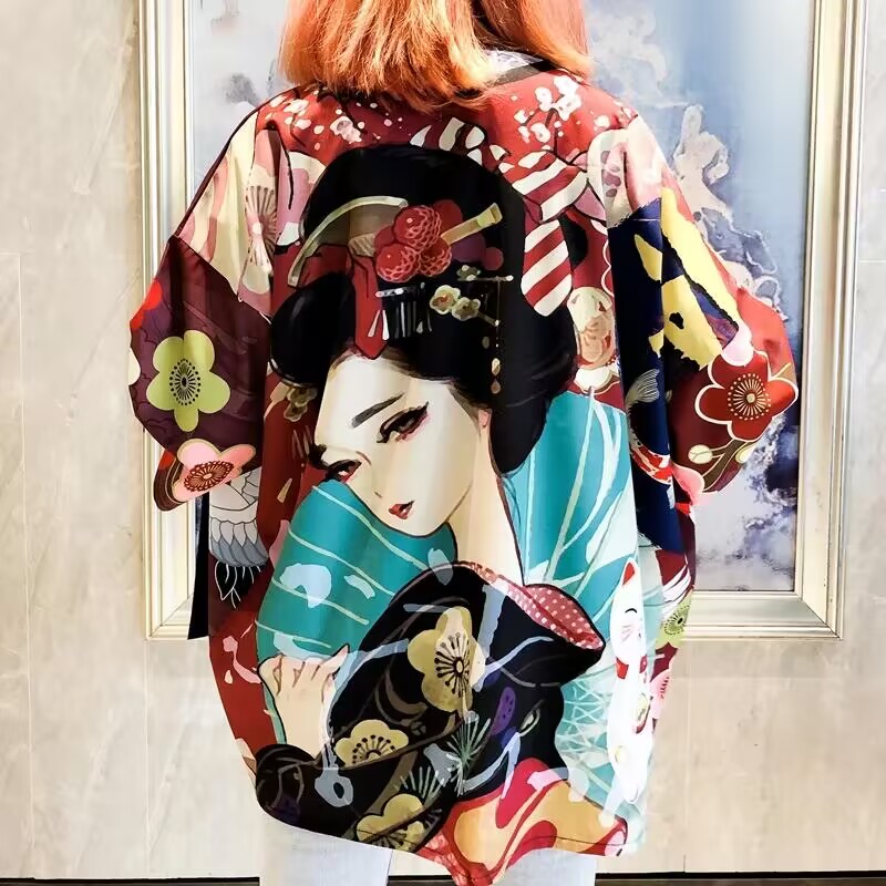 Kimono japonais femmes Haori Cosplay Harajuku Anime Costume japon Kawaii vêtements plage Yukata Kimono homme Haori japonais FF1126