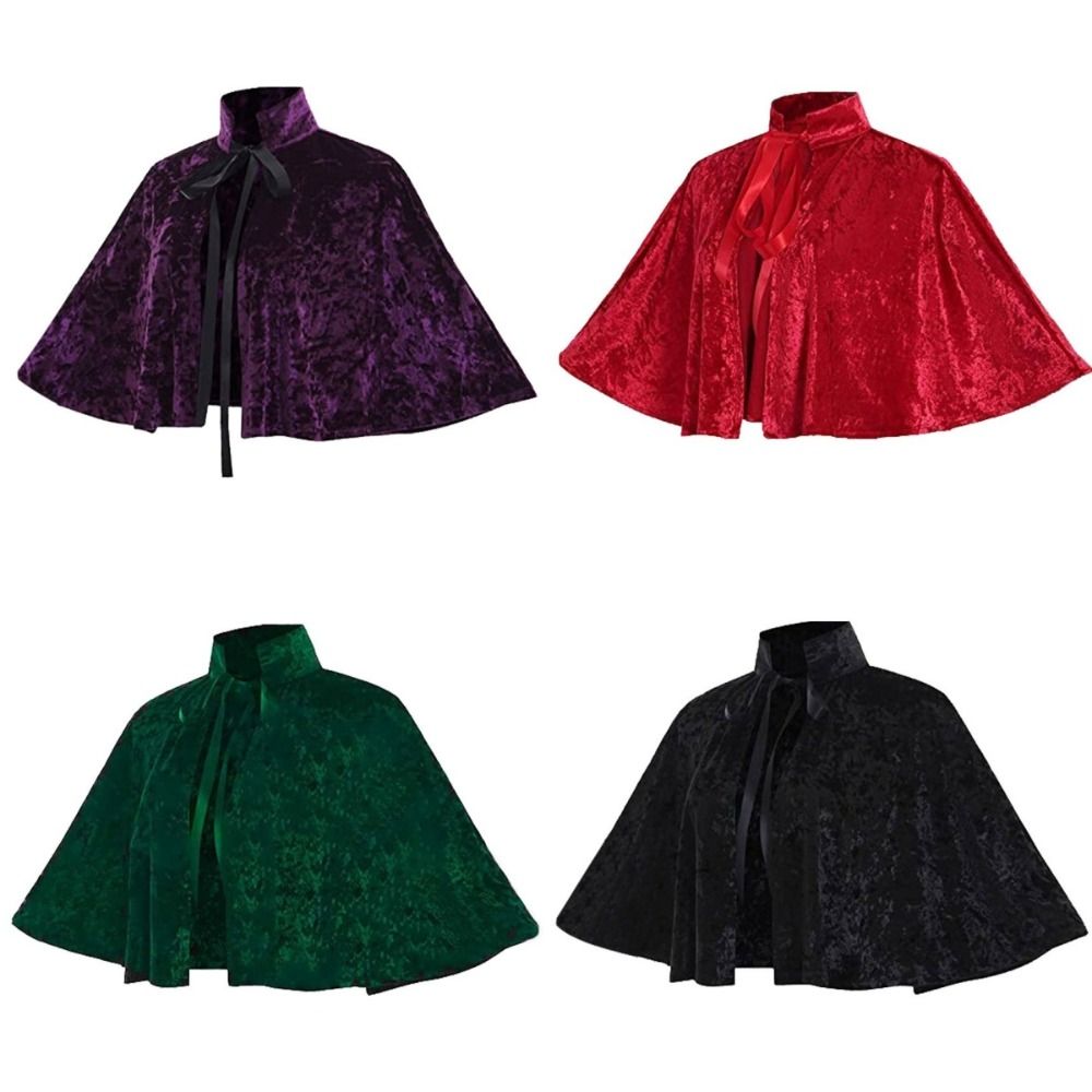 Nouvelle Cape en Velours Vintage pour Cosplay, Châle Gothique Court de Sorcière pour Fête de Carnaval Victorien, Manteau Châle pour Femme Adulte