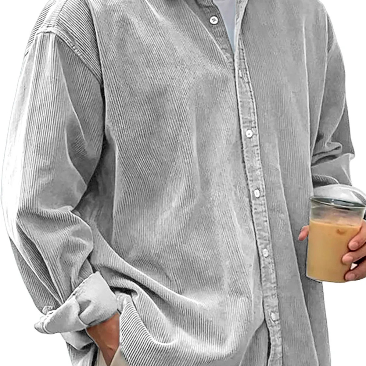 Nouvelle chemise en velours côtelé hommes à manches longues à la mode décontracté ample épais automne hiver Shacket vêtements d'extérieur pour hommes