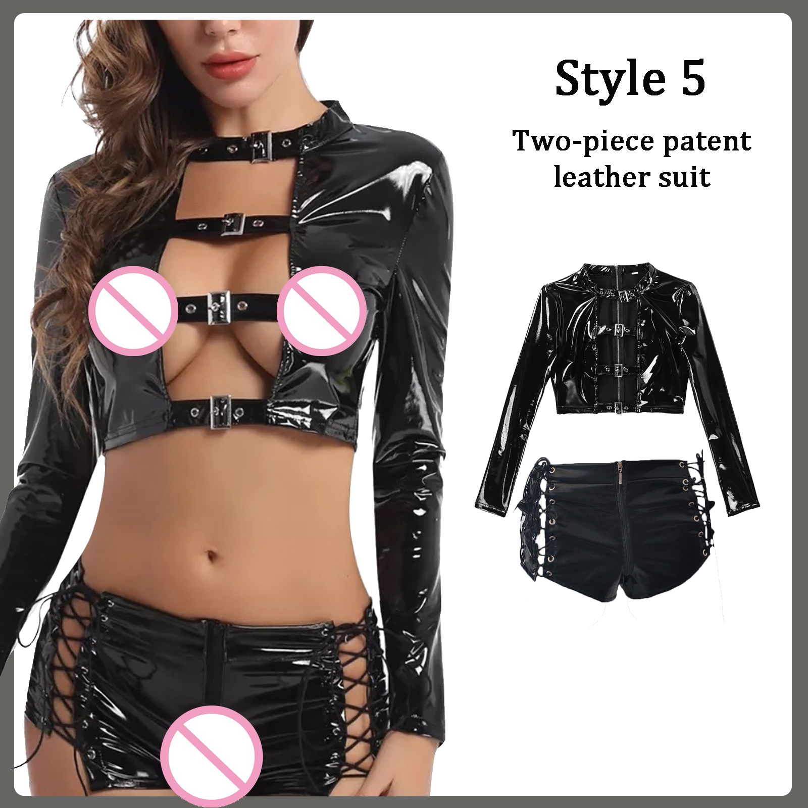Lingerie sexy en cuir PU pour femmes, sous-vêtements Babydoll, olympiques sexuels, vêtements de danse, 7.0