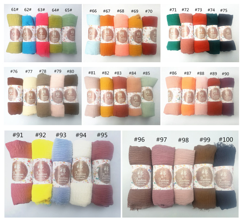 12 pièces/lot, châle long uni froissé en coton viscose, écharpe hijab froissée pour femmes, châle hijab musulman, vente en gros