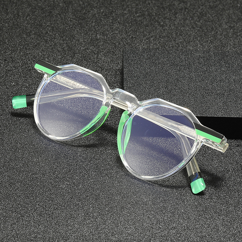 Nouveau cadre de lunettes rondes à la mode hommes femmes TR90 ultraléger couleurs assorties jambes Anti lumière bleue lentille transparente lunettes