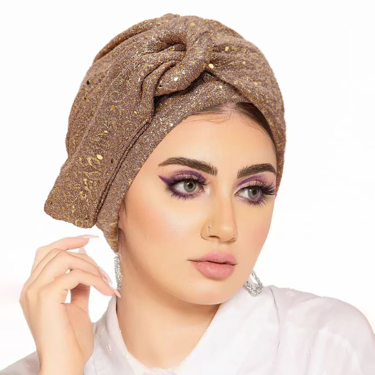 Nouveau Bonnet Hijab Plissé à Nœuds et Paillettes 2026 pour Femmes Musulmanes, Turban Chimio, Foulard pour Perte de Cheveux, Mode Indienne Femme