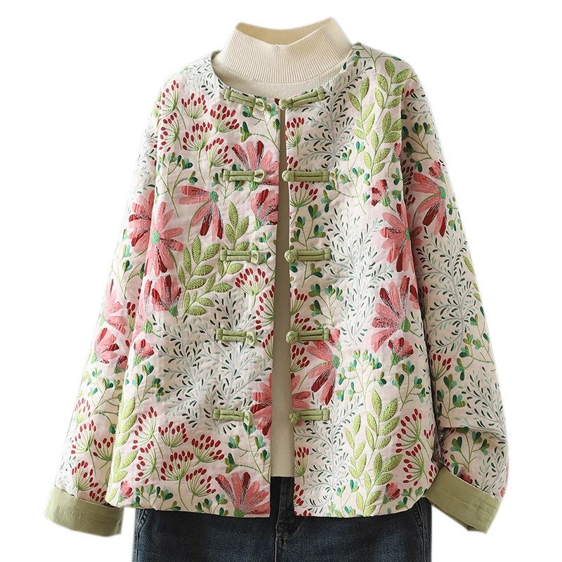 Manteau court rétro pour femme, veste jacquard, chemise florale, style ethnique chinois, cardigan bouton adt décontracté, automne, Y-k2582