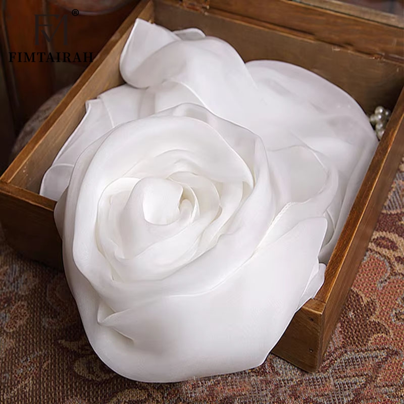Écharpe en soie pure et véritable pour femme, foulard pour femme, blanc, solide, document, marque de luxe, automne, hiver, printemps, été, 600, 100%