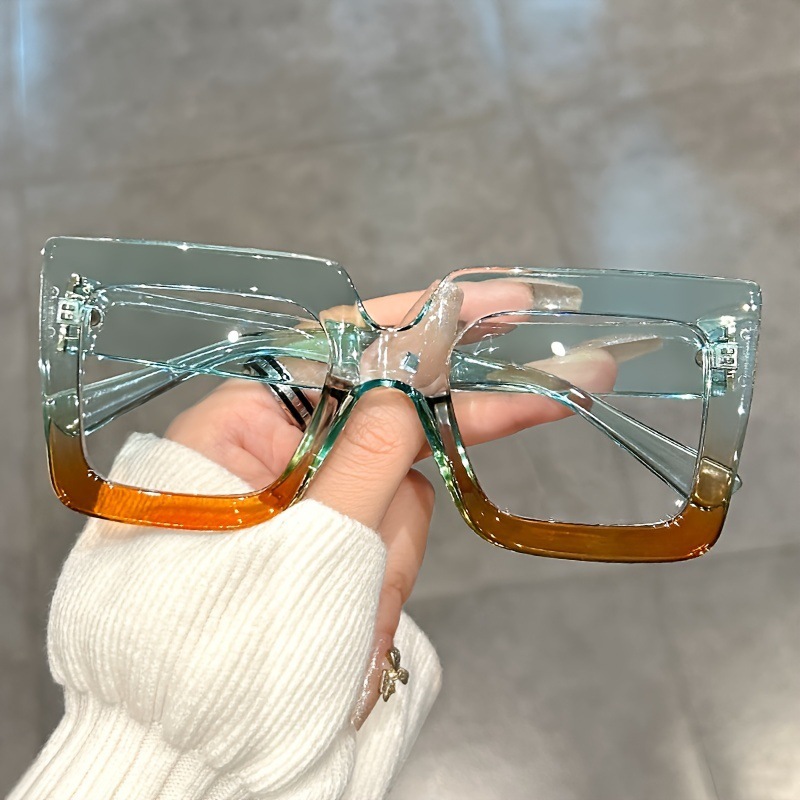 Lunettes anti-lumière bleue surdimensionnées à monture carrée, élégantes, transparentes, colorées, rétro, tendance, unies, pour femmes