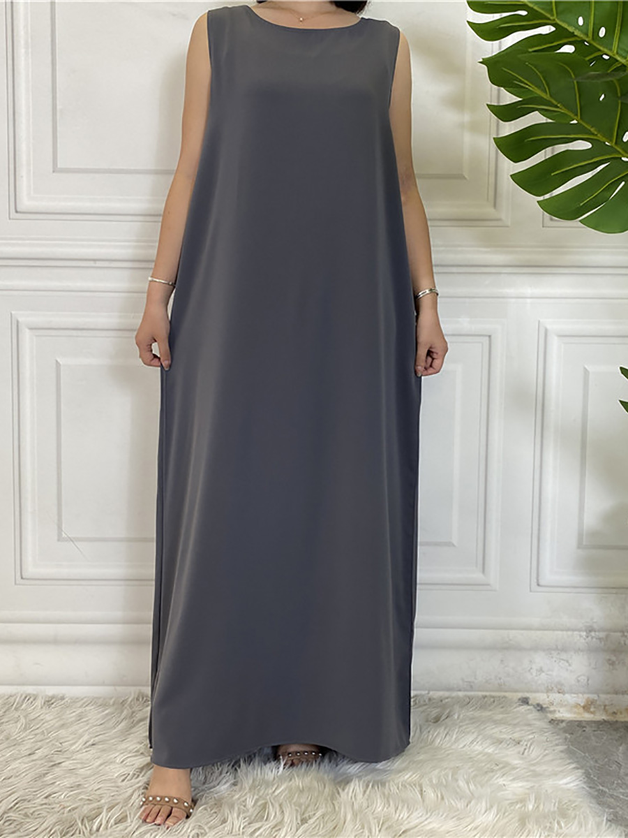 Dubaï Abaya Robe tout-Match tenue décontracté sans manches robes intérieures musulmanes pour les femmes Robe modeste Caftan vêtements islamiques marocains