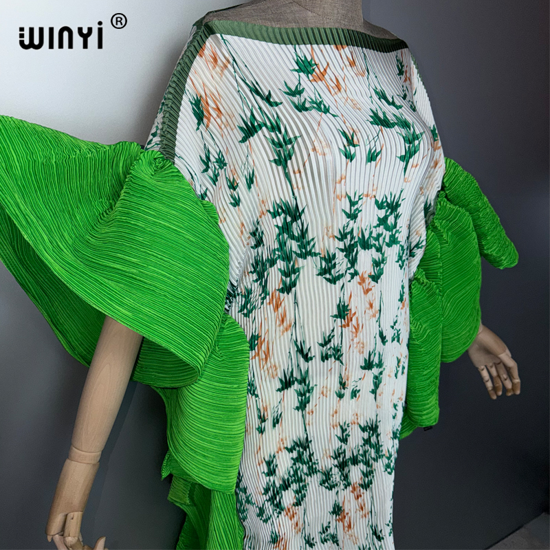 Robe plissée élastique WINYI BOHO pour femmes musulmanes, paréo de plage, caftan, abaya, robe longue de luxe Dubaï pour les vacances et les anniversaires