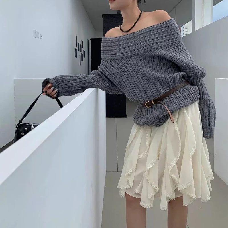 Jupe en Tulle et dentelle de Style coréen pour femmes, jupe féerique douce et élégante à volants, Vintage, Streetwear, jupes superposées irrégulières