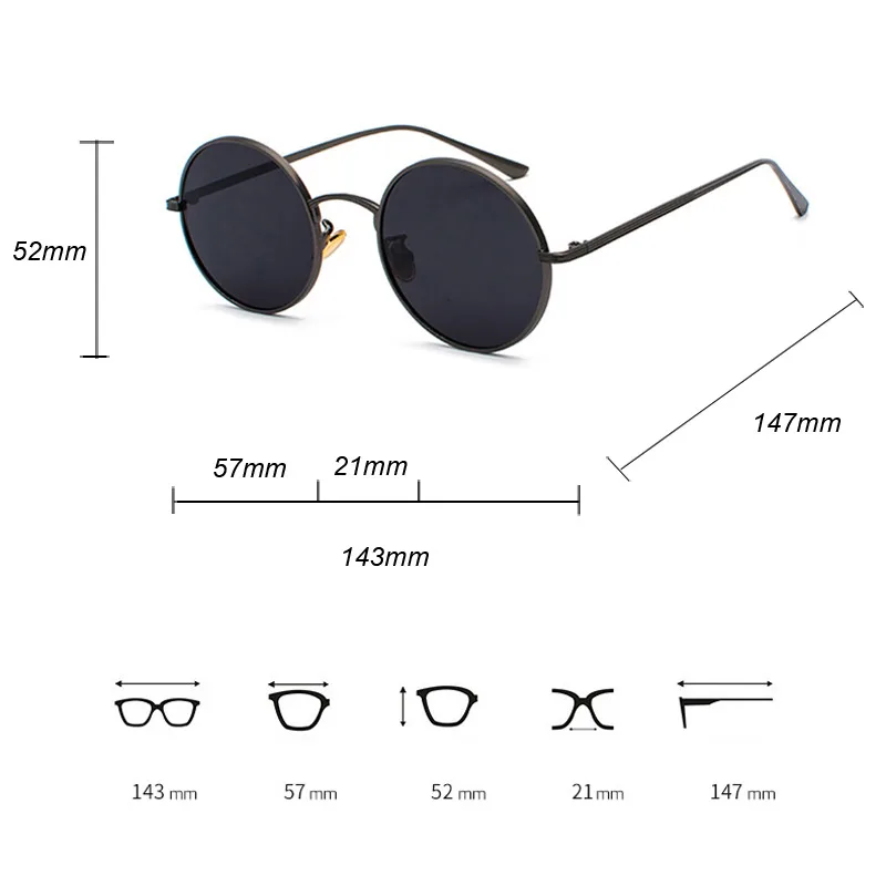 Lunettes de soleil rondes en métal doré pour hommes et femmes, style rétro, verres rouges, unisexe, jaune, rose, noir, été, nouveau