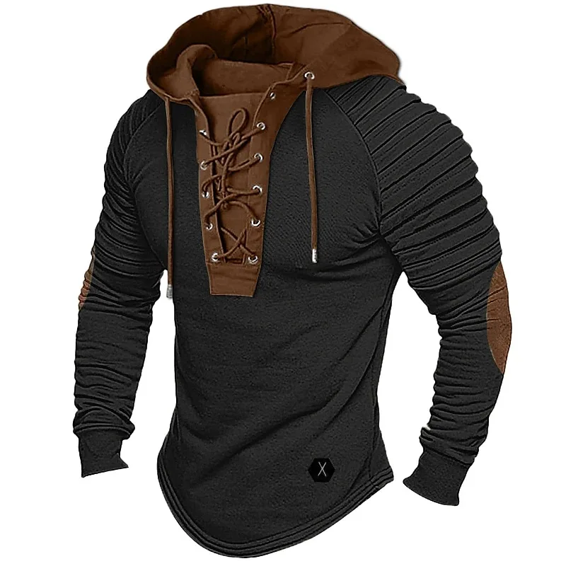 Vêtements pour hommes musculaires. Sweat à capuche de couleur unie. T-shirt pour hommes de nouveau style. Cagoule plissée. T-shirt à manches longues Street Style. S-XXXL