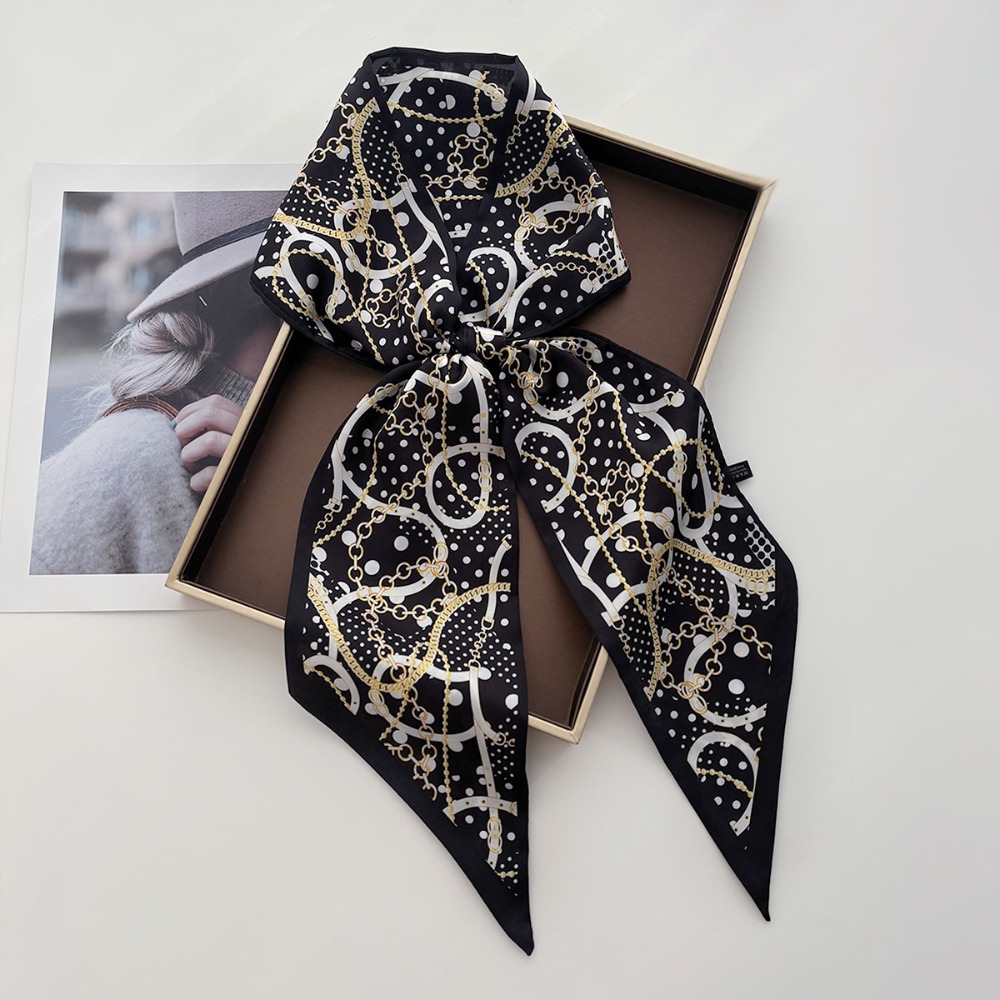Écharpe longue pour femme à imprimé pois, effet soie, pour le cou, les cheveux ou comme ruban, foulard féminin, bandeau imprimé, ruban pour la tête