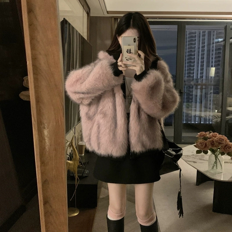 Manteau d'hiver double face pour femmes, vêtement en imitation fourrure de vison, veste en coton à capuche, vêtement d'extérieur chaud et douillet en coton rembourré, nouveau modèle.