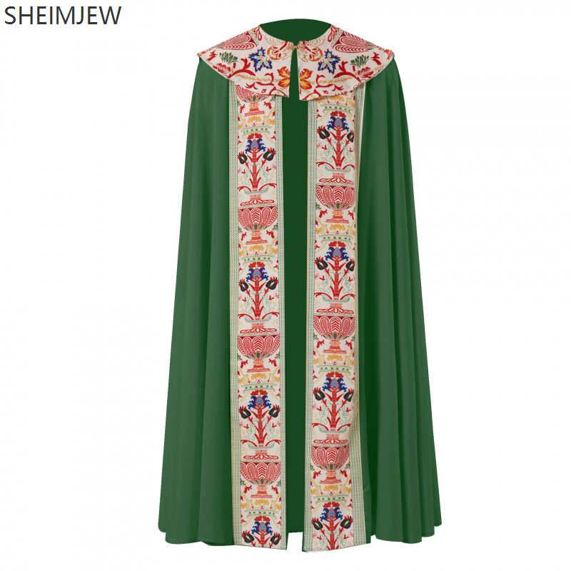 Cape châle d'église Vintage médiévale pour hommes, châle de prière de moine de prêtre, fête de carnaval d'halloween, Robe de jeu de rôle de prêtre