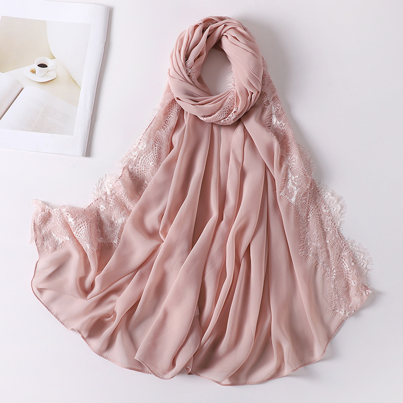 Foulard musulman en dentelle douce, hijab islamique, écharpe unie, écharpe en mousseline de soie de qualité supérieure, châle, turban, bandeau de sauna, nouveau style