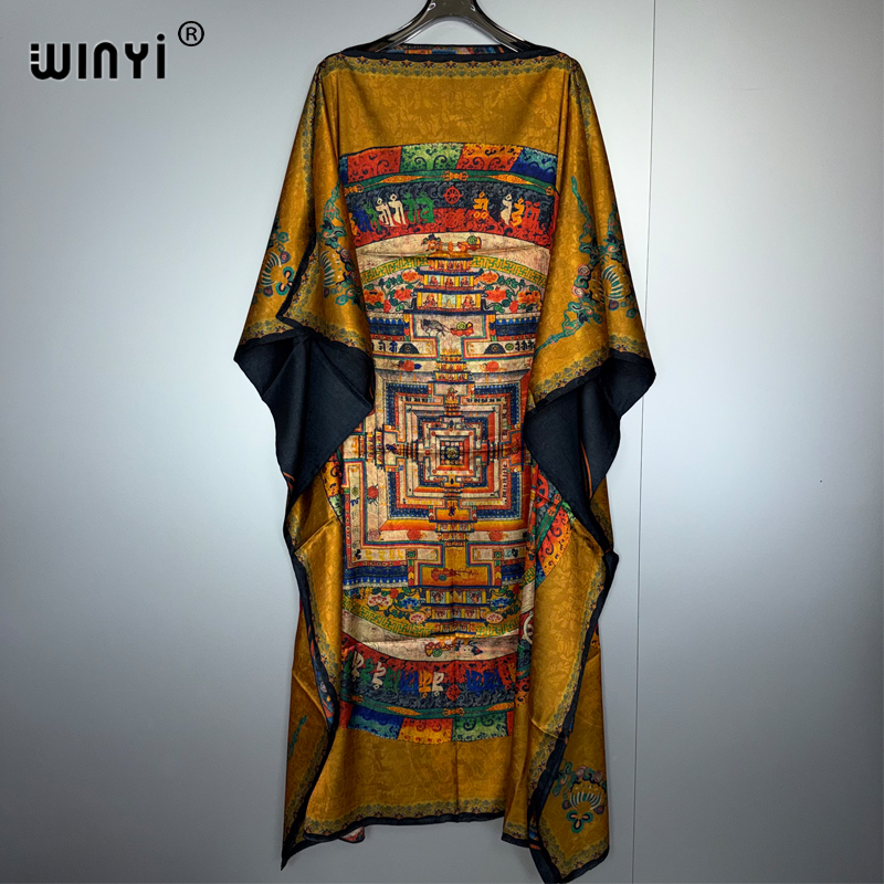 WINYI haute qualité caftan ample Boho imprimé robe longue élégante femmes soirée Caftan abaya femme musulmane abaya dubaï luxe