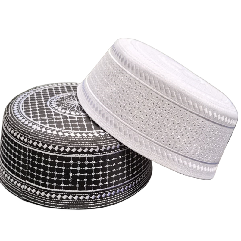 Chapeaux musulmans pour hommes, chapeau de prière, Kufi, Kippa islamique, Hijab, Turban saoudien, Turban juif, broderie, fête