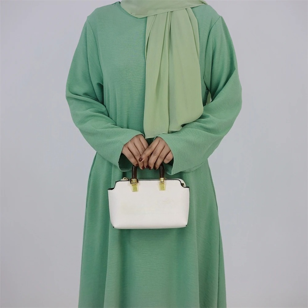 Abaya en crêpe uni pour femmes, dubaï, modeste, caftan musulman islamique avec poche, Robe musulmane