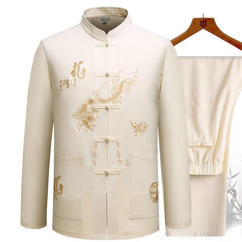 Vêtements Tang traditionnels chinois, costume Kung Fu, mode décontractée, T-shirt brodé, pantalon Wing Chun Tai Chi, ensemble confortable pour hommes