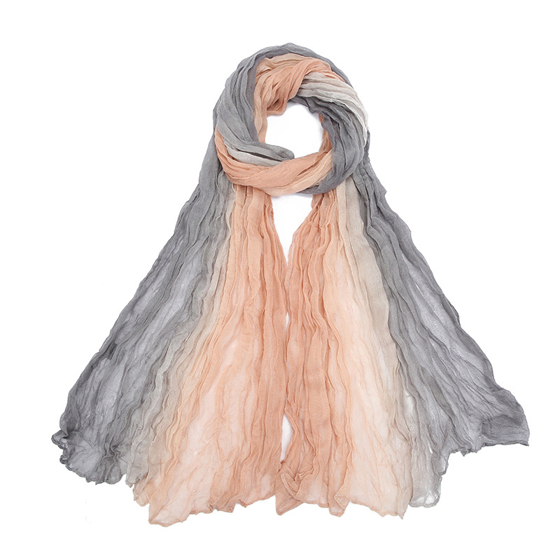 Écharpe froissée dégradée pour femmes filles étudiants, nouveaux foulards fins en Voile de coton Patchwork, châle en tricot doux, châles enveloppants pour femmes